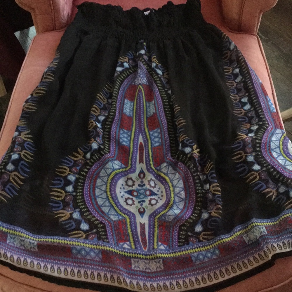 Dress/ skirt black with pretty design, Free size